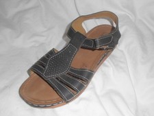 Laura Berg Damen Sandalen, schwarz mit Glitzer-Verzierung, Gr. 40