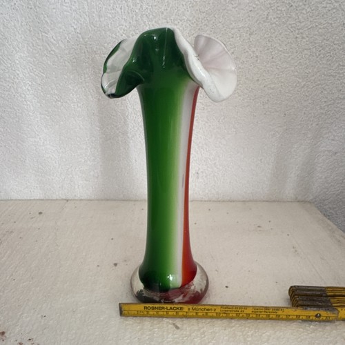 Kunstglas vase glas grün rot - vase,