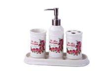 LANDHAUS BADSET Porzellan WC Bürste  SEIFENSPENDER Klobürste SEIFENABLAGE