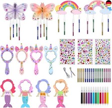 lompyeu 47 Pieces Unicorn Craft Set, Craft Set Children with Mini Wooden