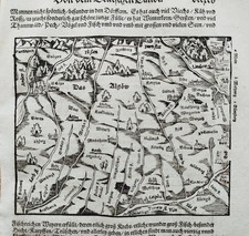Allgäu Kempten Augsburg Original Holzschnitt - Münster Cosmographia 16. Jhd.