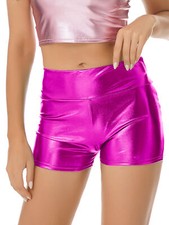 DE Sexy Damen Shorts Glänzend Kurze Hose Lackleder Hotpants Tanzshorts Clubwear