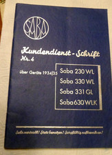 SABA Kundendienst  1933 -1935