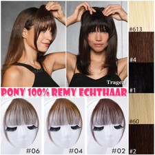 Clip In 100% Remy Echthaar Pony Luft Air Bangs Extensions Haarteil Dick Tressen