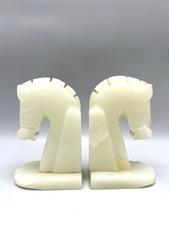 Buchstützen , Pferdekopf , 2 x , Marmor , H : ca.16 cm , B : ca. 6,5 cm