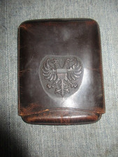 Altes originales Lederetui für Ausweis, Wappen, Doppeladler ,Monarchie ,Militär