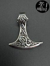 Axt Thors Hammer 925 Sterlingsilber 9,7 Gramm Anhänger Lederband Midgardschlange