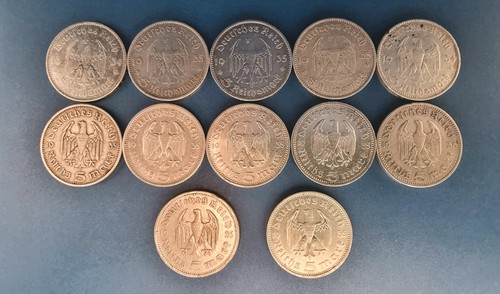 12x reichsmark silber 900 - 5,