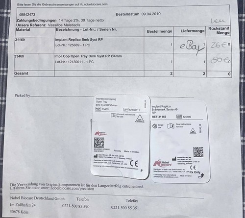 Nobel biocare abformpfosten - ,