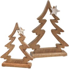 Dekofiguren Tannenbaum Weihnachten Deko Holz & Metall Holzfiguren – 2 Größen