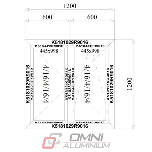 Aluminium fenster 120x120 - aluminium,