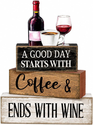 Holzdeko kaffee wein - holzdeko, set