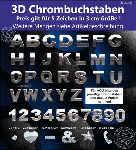 Zeichen chrombuchstaben - zeichen, 3d