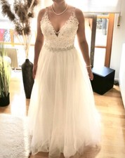 Prinzessin Hochzeitskleid Brautkleid + Schleier Gr. 36 *TOP Tüll Strass A-Linie