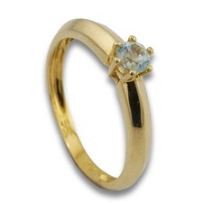 Blau Topas Gold Ring 585 14 Kt Gelbgold Edelstein Goldring Damen Edel Wert 550,-