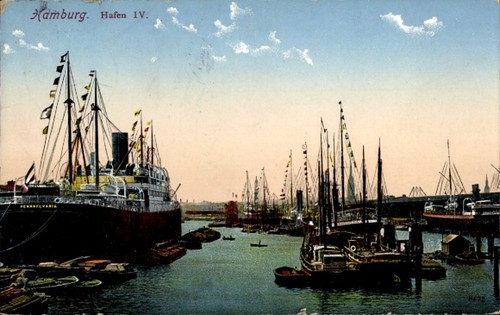 Hamburg hafen dampfschiff - ak, hamburg,