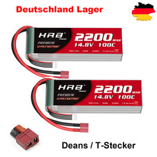 2X 100C 14.8V 4S 2200mAh Lipo Akku mit Deans für Heli Aeroplane Jet RC Auto LKW