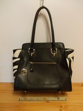 Tasche Damen groß London LF FRG Zebra  schwarz - gefüttert - Kunstleder B. 40 cm