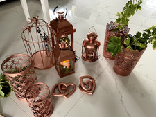 Deko-Set, 9-tlg. (Laternen / Übertöpfe / Körbe) in Kupferoptik