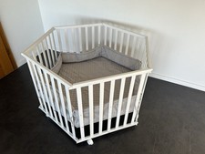 Roba Laufgitter 6-eckig Baby Laufstall Krabbelgitter Babybett Kinderbett Grau De