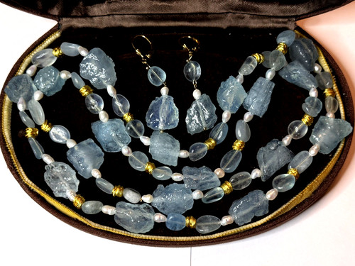 Set kette ohrringe aquamarin - kette,