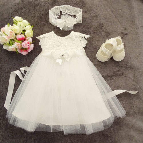 Taufkleid stirnband schuhe - +stirnband, +schuhe