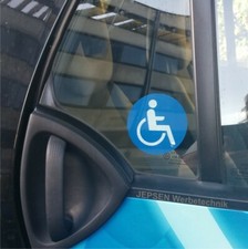 2x Rollstuhlfahrer Behindert Auto Aufkleber 6cm Rund - innen an Fenster kleben