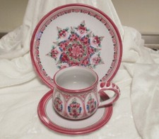 Töpferei Keck Keramik Ton 3 teiliges Kaffeegedeck Landhausstil  Handarbeit 