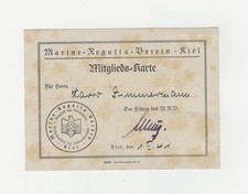 Kiel Marine-Regatta-Verein Mitgliedskarte 1941 Segelsport
