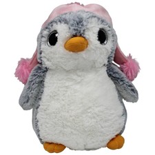 Aurora Pinguin mit Glitzeraugen & rosa Wintermütze, superweich Kuscheltier 2