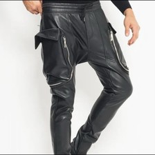 Herren Schwarz Lederhose 100%