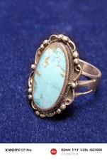 Vintage Navajo Indianer Silber Ring Türkis 18mm