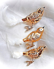 ❀ 3 x Glasvogel Lauscha Gold