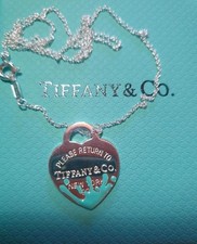 Tiffany & Co. Blue Splash Herz-Anhänger-Halskette aus Sterlingsilber 925 mit Box