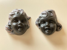 Alte  Keramik-Wandmasken -1 Kinder-Pärchen   50/60er Jahre *TOP, TOP*!!