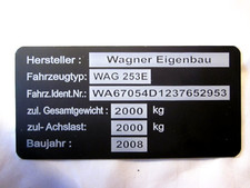 Typenschild Anhänger KFZ 90 X