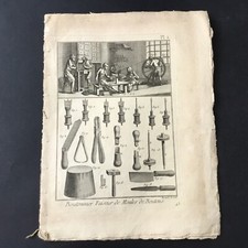 3 alte Gravuren XVIIIè Boutonnier Fabrique Bouton Benard 1700s Buttons