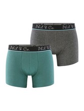 Phil & Co. 2er Pack Herren Boxershorts Trunks Jersey Grün Anthrazit
