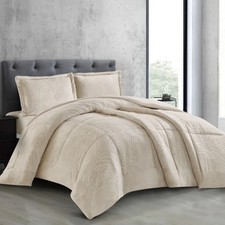 Tagesdecke Set Nazli Überwurf Decke 3-Teilig 240 x 250 cm 2-Personen Beige