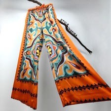 ZARA 🧡 DAMEN HOSE PALAZZO WEIT FULL LENGHT SEIDENTUCH OPTIK GEMUSTERT BUNT