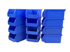 12x SSI Schäfer LF 211 ZW Sichtlager Box Lagerfix Blau Kunststoff Gebraucht Gut