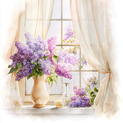 Wandbild fenster blumen vase - wandbild,