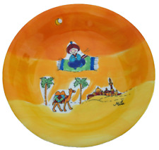 Mila Design Kinderteller tief Suppenteller orange handgemalt d 18,5 cm