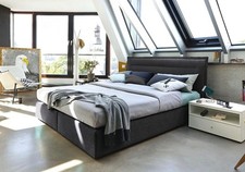 Hülsta now Boxspringbett C Stoff  S334 Schiefergrau, 160 x 200