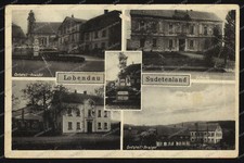 AK-Lobendau-Sudentenland-Ortsteil-Ansicht-Schule-