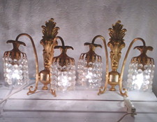 2-flammige Wandlampen Messing mit Glasbehang (Paar)