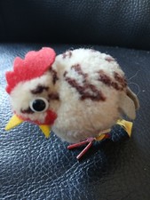 Steiff Henne Huhn Mohair Drahtbeine 1310.04 mit Knopf und Fahne, 50er Jahre