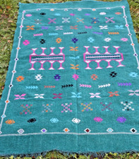 Orientteppich Marokkanischer Berber Kilim Teppich Rug Carpet Grün