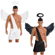DE Herren Engel Flügel Heiligenschein Halloween Outfit Theateraufführung Show