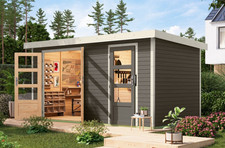 Gartenhaus Holz 19mm Gerätehaus Merkur grau 2-Raum 400x213cm +LAGERABVERKAUF+